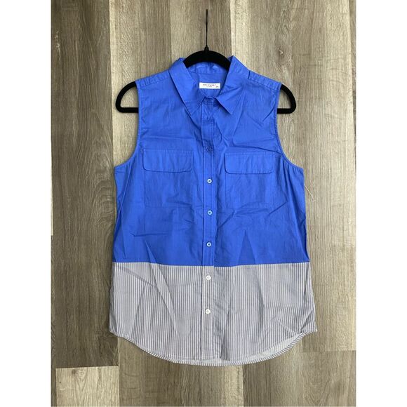 Equipment Slim Signature Sleeveless Top In Amparo Blue Size Medium, MP $158 - Picture 1 of 12